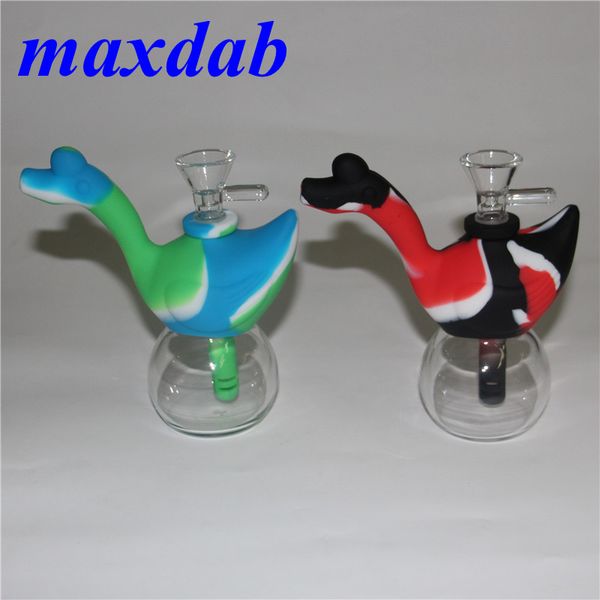 Tubi dell'acqua in silicone a forma di cigno per fumare Infrangibile Percolatore d'acqua piattaforma petrolifera Bong Tubo da fumo Silicone dab Rig