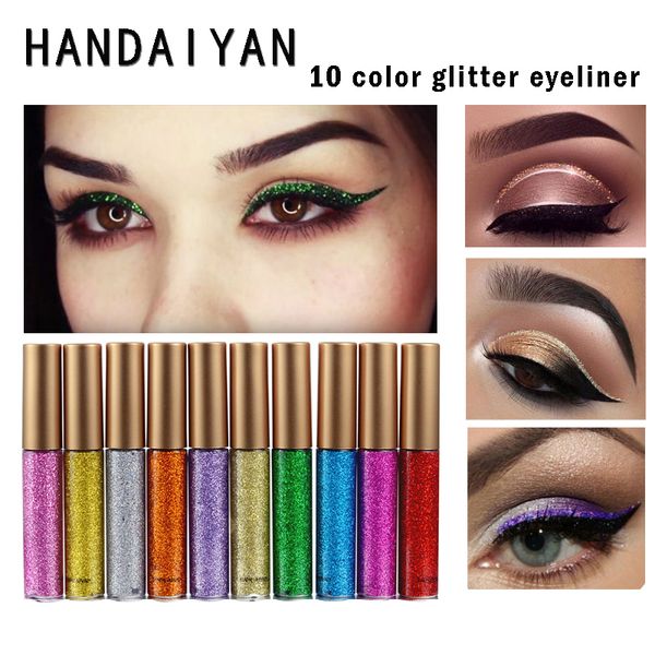 

new handaiyan brand shining glitter liquid eyeliner pencils long lasting blue white color shimmer eye liner make up cosmetics