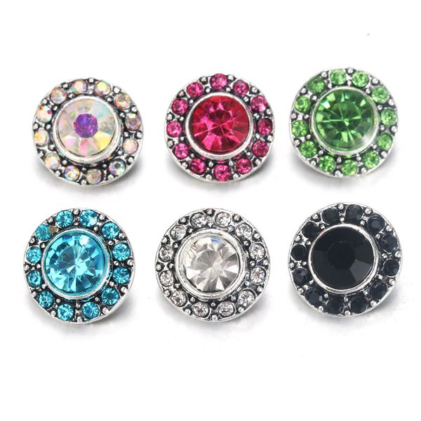 

10pcs/lot 6 color flower snap jewelry rhinestone metal snap buttons fit 12mm sivler diy bracelets jewelry 0019, Golden;silver