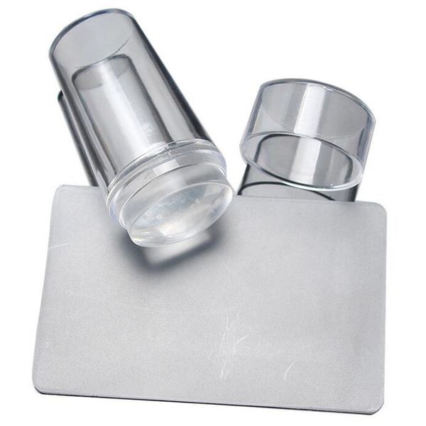 

2.8cm head clear jelly silicone nail art stamper scraper with cap transparent stamping polish transfer templates tools manicure