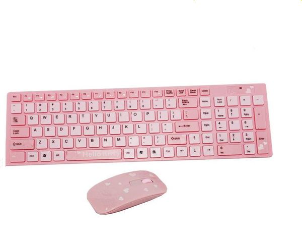 

Девушки и дети мода мультфильм розовый Hello Kitty дизайнер беспроводная клавиатура мышь с Pad для ПК / ТВ