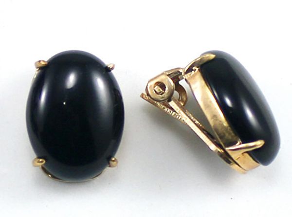 

wholesale lady's favourite jewelry 13*16mm black natural stone 18kgp stud earrings #003, Golden;silver