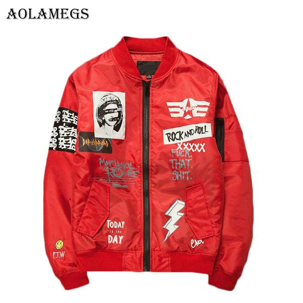 

aolamegs jacket men print plus size stand collar bomber jacket fashion casual outwear men's coat bomb baseball jackets new, Black;brown