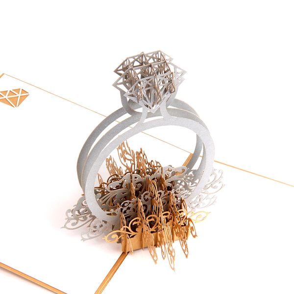 

Золото 3d кольцо всплывающие свадебные приглашения романтический ручной работы Д