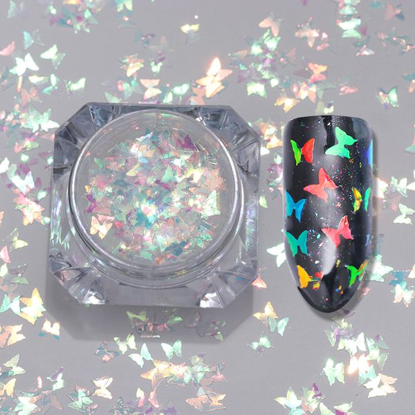 

1box 2g colorful butterfly nail flakies glitter sequins sparkle paillette nail art decoration, Silver;gold
