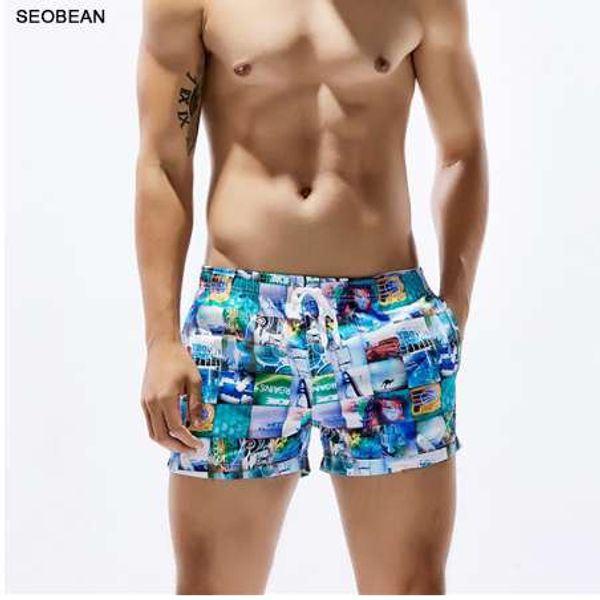 

seobean cartoon print swimwear men quick-drying beach board short men's swimsuit swim trunks boxer brief sunga maillot de bain
