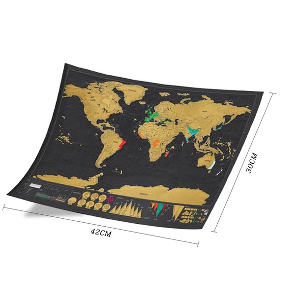 

new design black deluxe scratch map travel scratch off world map gift for education school 42x30cm with retail barrel dhl ing