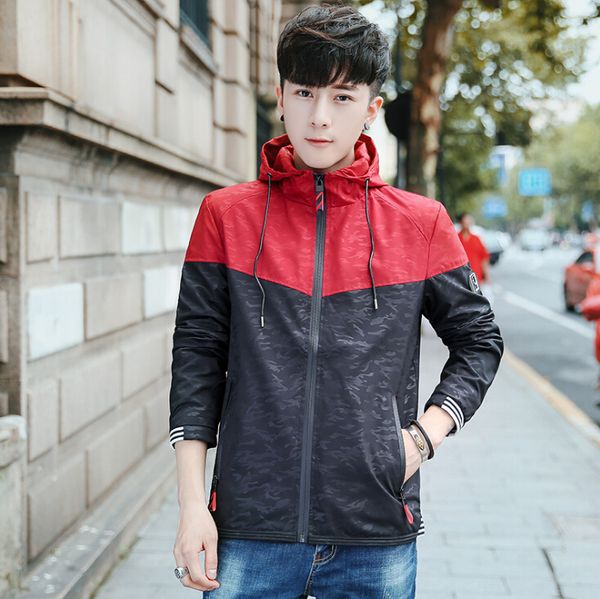 

Patchwork Male Windbreaker New Arrival Fashion Design Mens Outerwear Jackets