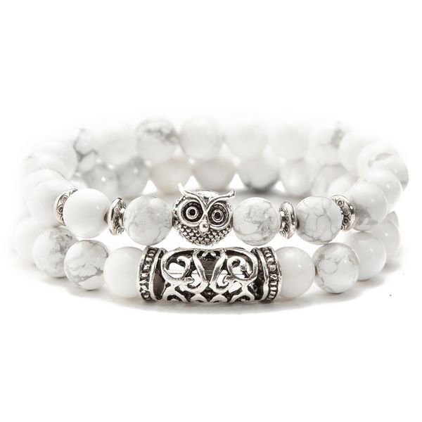

diezi drop shipping men tiger eyes lava beads owl charm bracelet for women natural stone handmade weave bracelets jewelry, Black