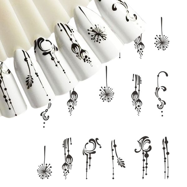 

24 types white black nail stickers water transfer decals lace flowers butterfly slider for nail art decoration manicure