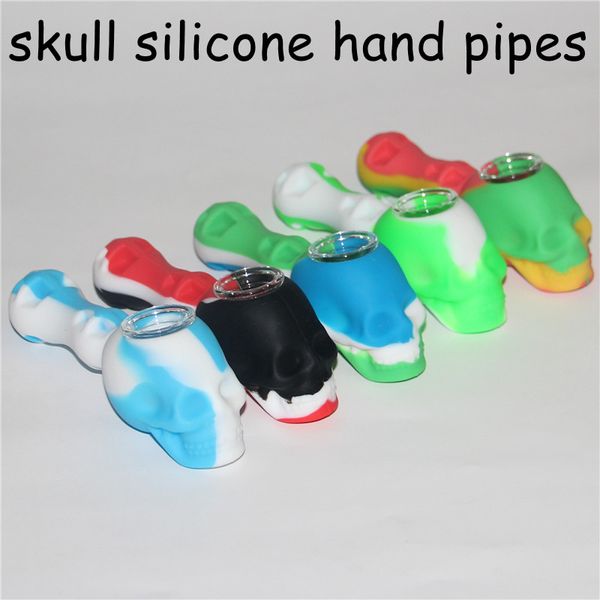 Silicone Dab Rigs Bong multifunzione Pipa ad acqua Tubi da fumo in silicone da 4,25 pollici Ciotola di vetro staccabile Strumento Dabber Contenitori per barattoli di cera