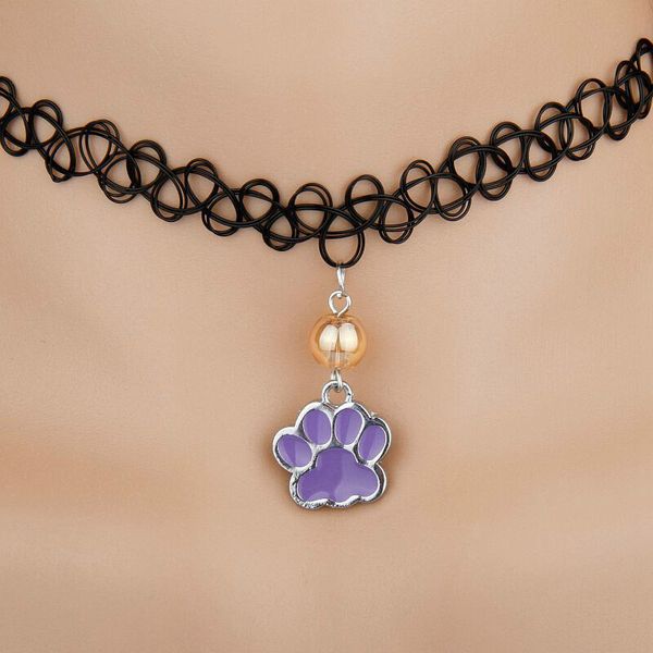 

горячая 10 шт. сплав падение глазури кошка собака лапа многоцветный стеклянный бисер очарование кулон татуировки эластичный ожерелье хэллоуи, Golden;silver