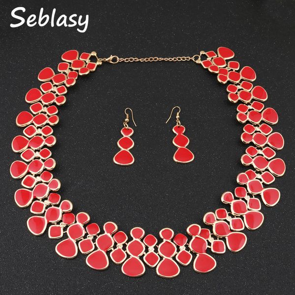 

seblasy maxi big statement geometric patterns earrings necklaces & pendants for women party jewelry set femme bijoux colar, Silver
