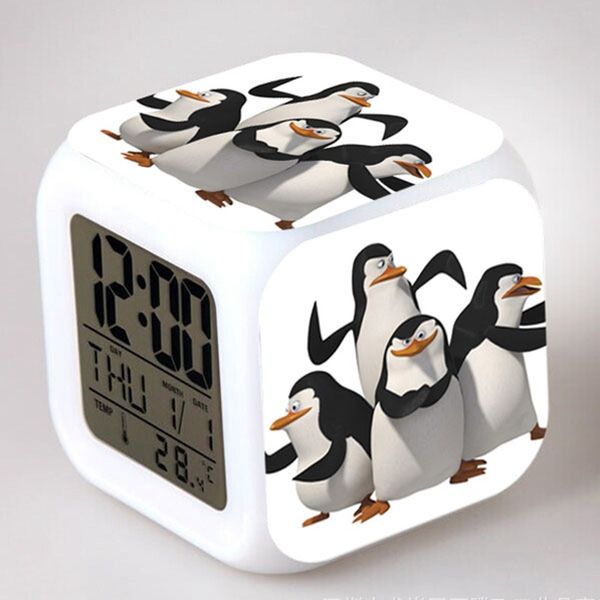 

the penguins of madagascar led digital alarm clock skipper/kowalski/private reloj despertador watch horloge digitale clock table