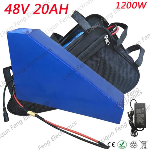 

Triangle hape lithium battery 48v 20ah 1200w electric bike battery 48v 20ah with 18650 cell with battery bag 30a bm charger