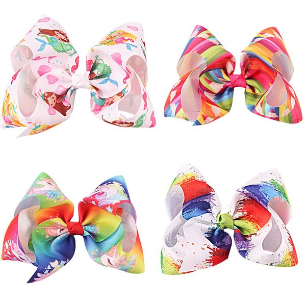 8 Inch Large Hair Bow Hearts Paint Splatter Hair Clip Party