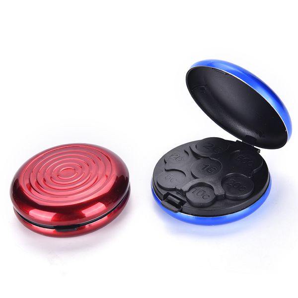 

round euro coin dispenser storage coins purse wallet holders storage box aluminum alloy+ plastic coins purse wallet