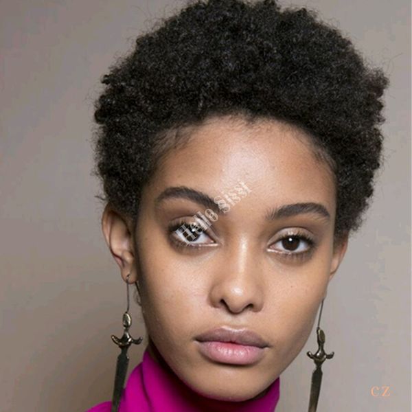 Short African American Afro Kinky Curl Wigs 100 Human Hair Black