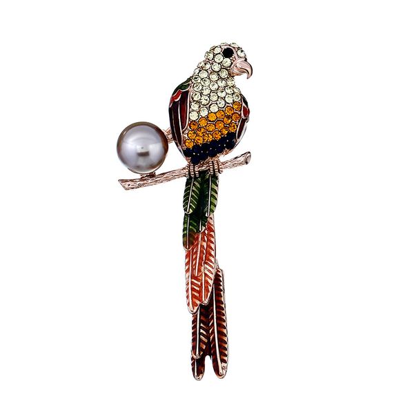 

2018 new fashion high-end temperament fashion jewelry alloy cloisonne parrot brooch magpie animal brooch bird clothing accessories, Gray