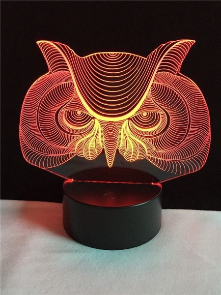 Neuheit Eule 3D Illusion Nachtlicht USB-Farben Ändern Berührungstisch Schreibtisch Weihnachtsgeschenk # T56