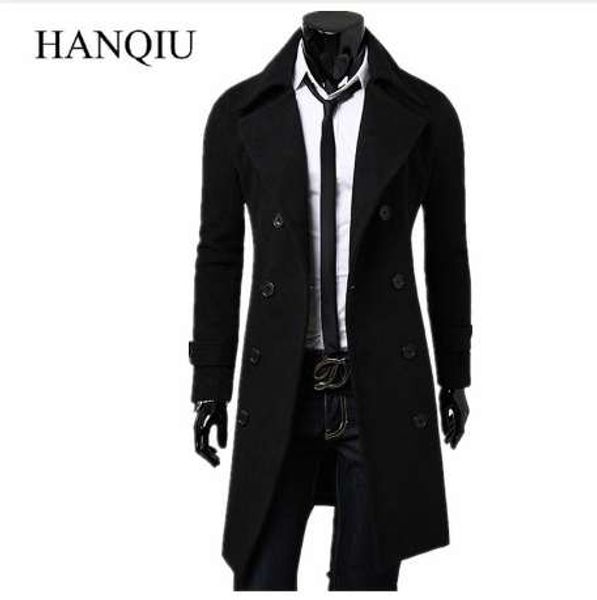 

mens trench coat new fashion designer men long coat autumn winter double-breasted windproof slim trench coat men plus size, Tan;black