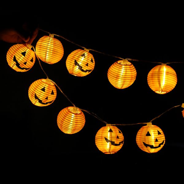 10 Head Halloween Decoration Led Paper Pumpkin Light Hanging Lantern Lamp Halloween Props Outdoor Party Supplies 80s Party Decorations Accessories For