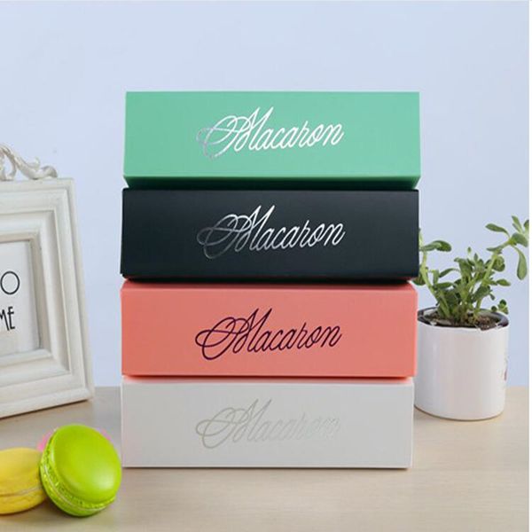 

pink white black and green dessert macaron box 6 cavities colorful macarons pastry packaging boxes gift high quality