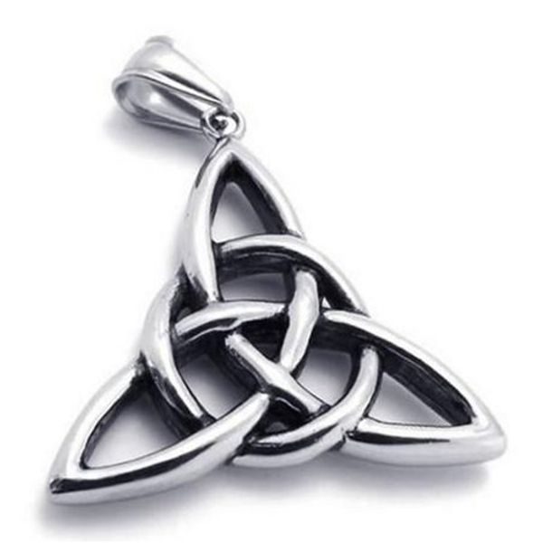 

vintage stainless steel celtic knot amulet pendant mens womens necklace, Black