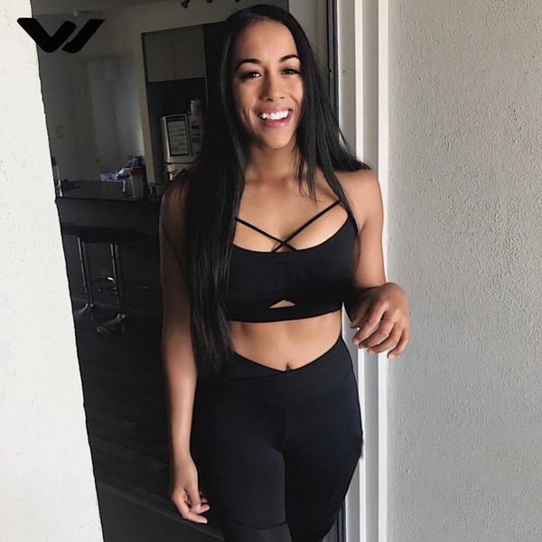 

2018 sport suit women yoga set for gym running suit elasticity fitness clothing workout wear sports bra + long leggings new, White;red