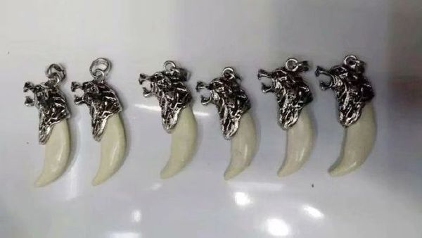 

yqtdmy 12 pcs boy men's tibet fangs cool design charm pendant necklace amulet gift, Silver