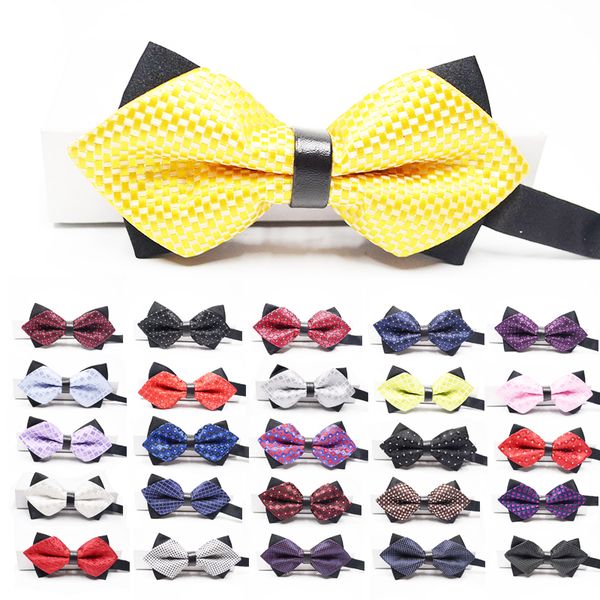 

stable fashion classic double layer polyester jacquard geometric men tuxedo bow tie not easy to deformation, Black;blue