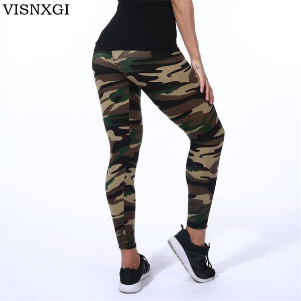 

visnxgi women leggings high elastic skinny camouflage legging spring summer slimming women leisure jegging pants, Black