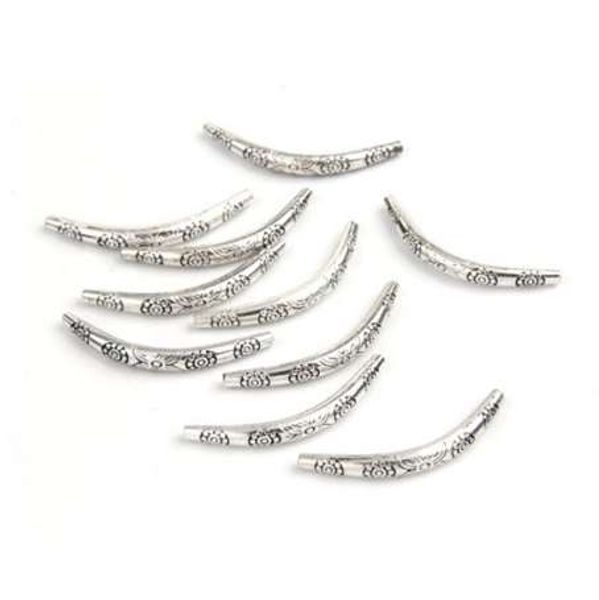 

10pcs/lot 35*4mm tibetan silver curved tube spacers beads for necklace bracelet diy jewelry making z760, Black