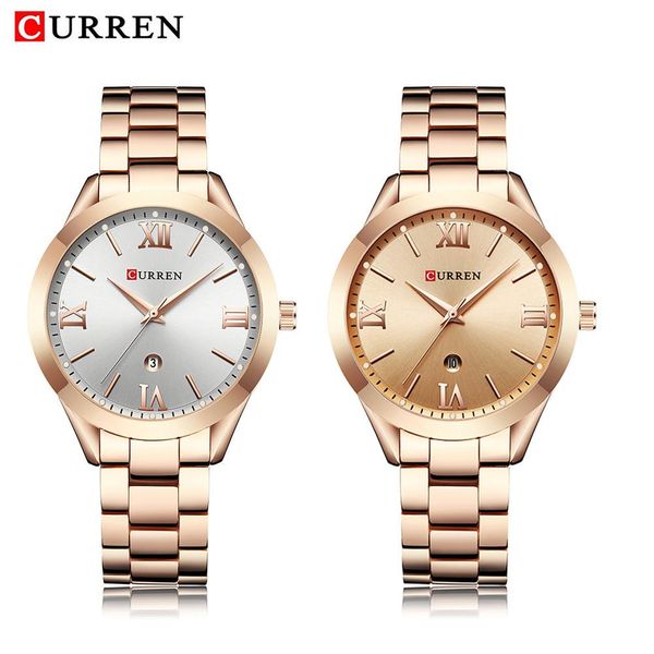 

CURREN 9007 Rose Gold Women Quartz Watches Date Display Ladies Top Wrist Watch Girl Clock