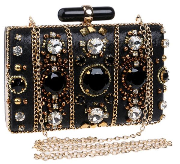 

new women's beaded high-end banquet noble evening bag black diamond beautiful handmade dinner clutch ly07273s