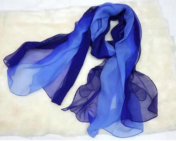 

весенняя мода шелковый шарф градиент цвета шаль для женщин, Blue;gray