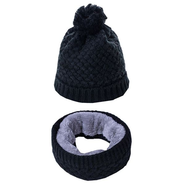 

autumn winter women's hat caps scarf set knitted wool warm scarf thick windproof multi functional hat set for women, Blue;gray