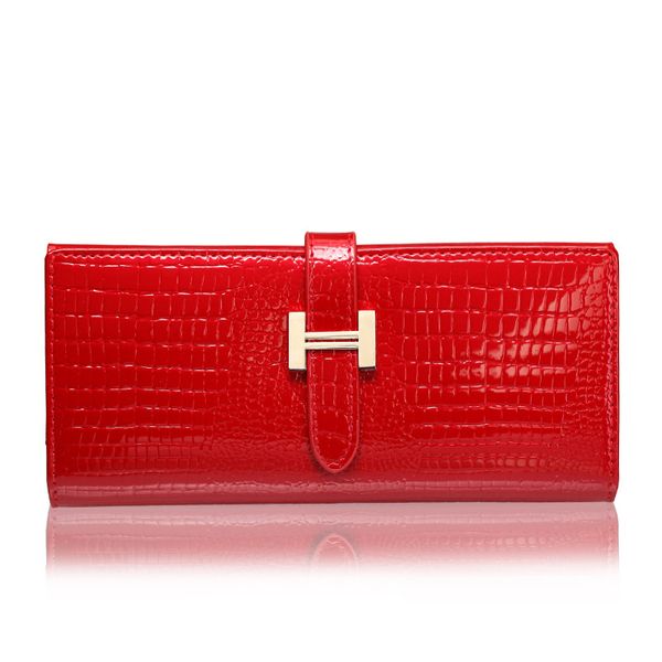 

Модные женские крокодиловые кошельки женские с длинным сечением 2018 Новые женские лакированные кожаные кошельки и кошельки Держатель карты сцепления