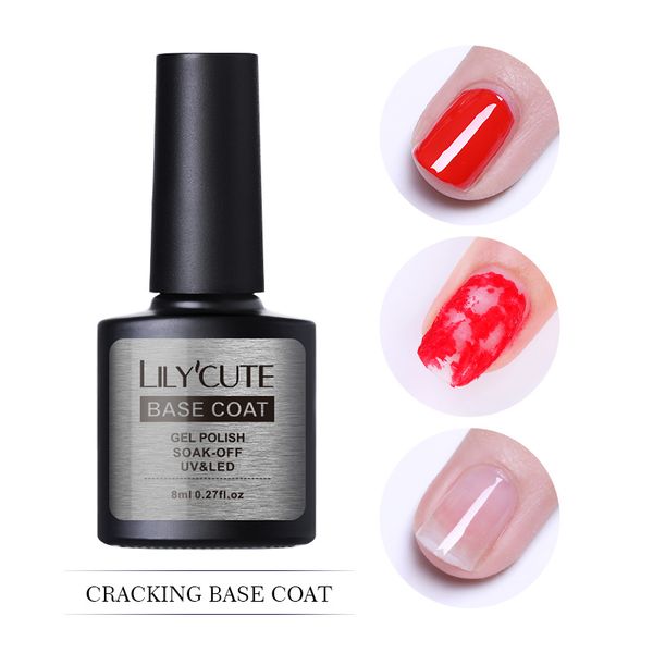 

lilycute cracking base coat soak off gel polish nail art gel lacquer uv led primer builder varnish, Red;pink