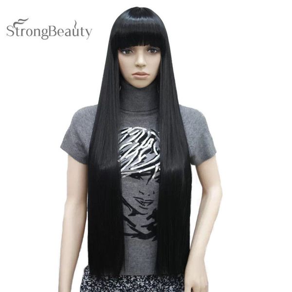 

beautiful fashion long 100cm black hair straight wigs for women wig