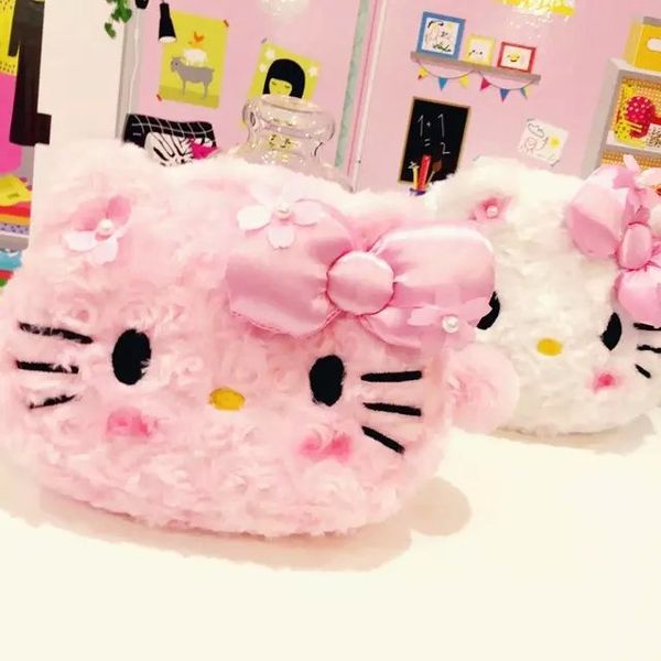 

new women hello kitty plush bag make up bag case xw-1060