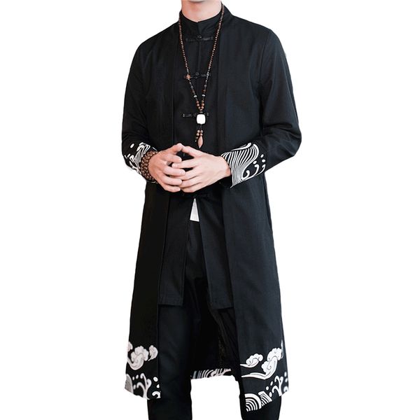 

black trench coat men chinese style mens long coats 5xl large size jaqueta man, Tan;black