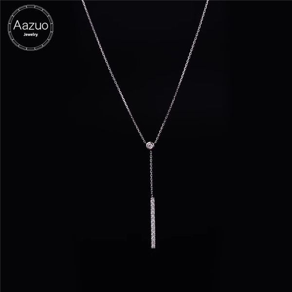 

aazuo choker real 18k white gold real diamonds ij si micro paved fairy necklace gifted for women engagement wedding chain au750, Silver