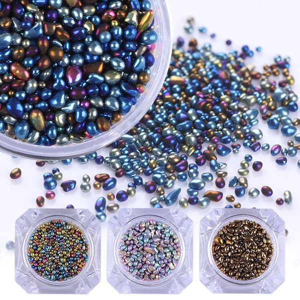 

born pretty chameleon stone 3d nail rhinestone small irregular beads 1 box 4g manicure nail art decoration, Silver;gold