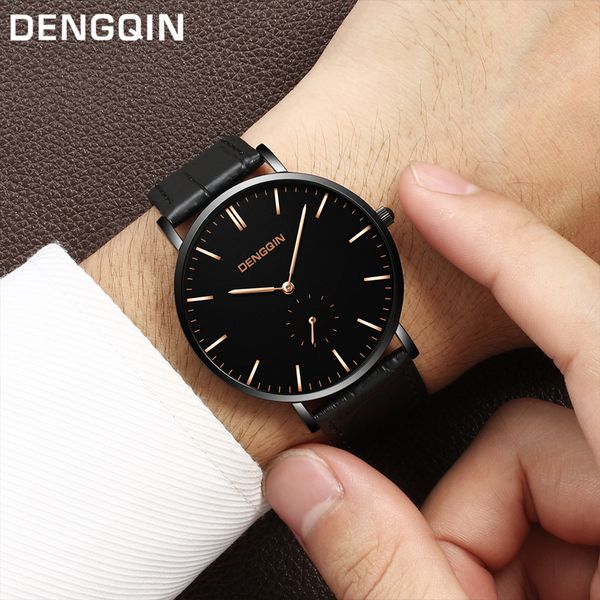 

luxury men's watch sports fashion wristwatch montre homme leather band watch men relogio masculino, Slivery;brown