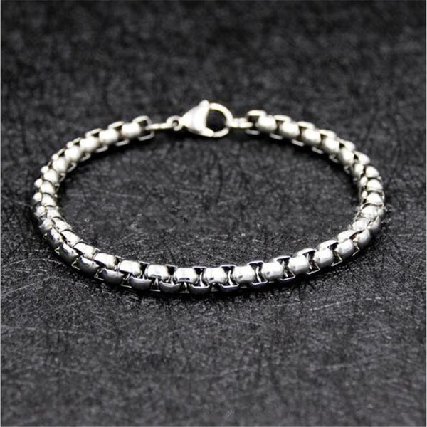 

low prwholesale 316l stainless steel 4mm 6mm 21cm chain bracelet & bangles fashion men's party jewelry drop shipping, Black