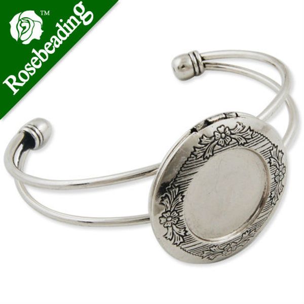 

bracelet with 32mm p locket,cuff,adjustable,silver plated,fit 20mm glass cabochon;cuff bracelet blank,sold 5pcs/lot, White