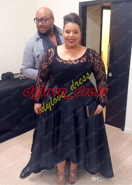 

vestido де феста короткие кружева черная девушка пром платья 2018 длинные сексуальные vestido лонго high low dress плюс размер рукава формал, Black