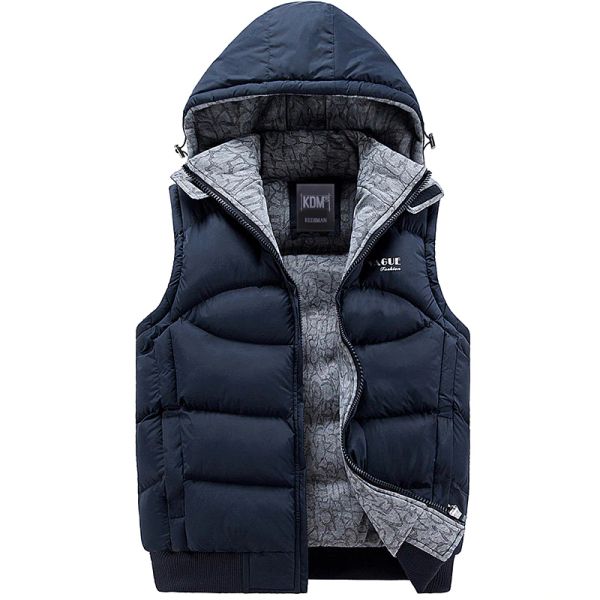 

Cotton Men Sleeveless Veste Homme Mens Winter Fashion Casual Coats Male Hooded Cotton-Padded Men's Vest Thickening Waistcoat