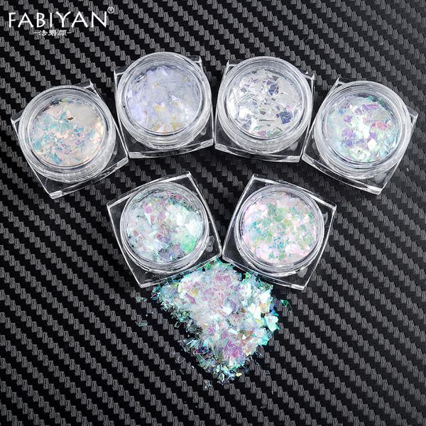 

irregular nail art ab chameleon flakes glitter paillette powder transparent sequins manicure decorations diy 3d tips 6 boxes/set, Silver;gold